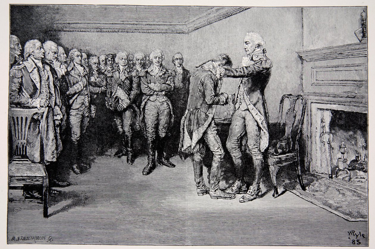 Washington despidiéndose de sus oficiales, 4 de diciembre de 1783 de Howard Pyle