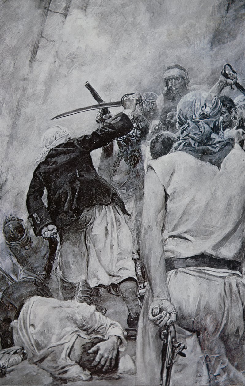 Una pelea de piratas de Howard (after) Pyle