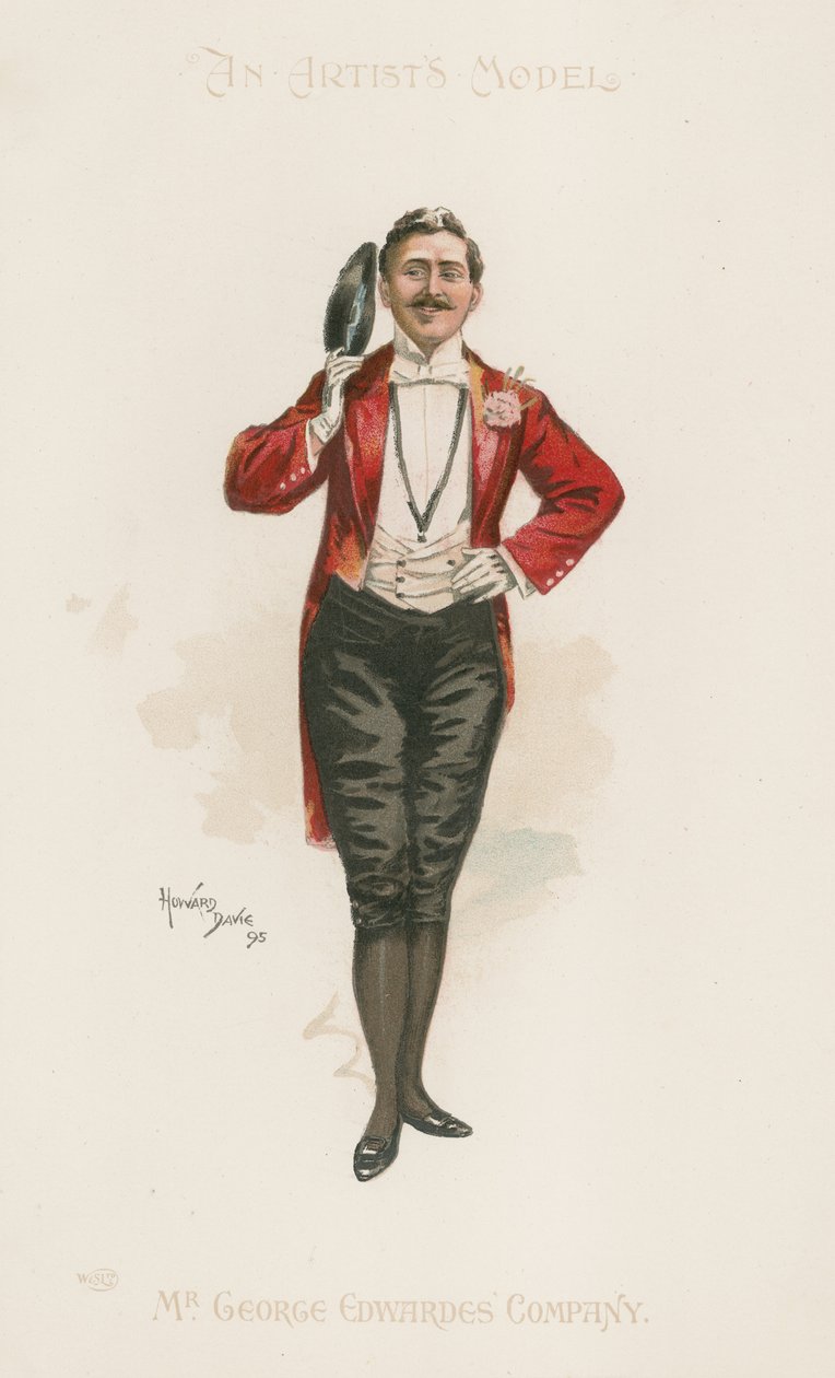 Retrato de cuerpo entero de un maestro de ceremonias (litografía en color) de Howard Davie