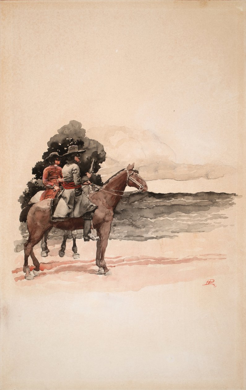 Bandidos a caballo (acuarela sobre tabla) de Howard Pyle