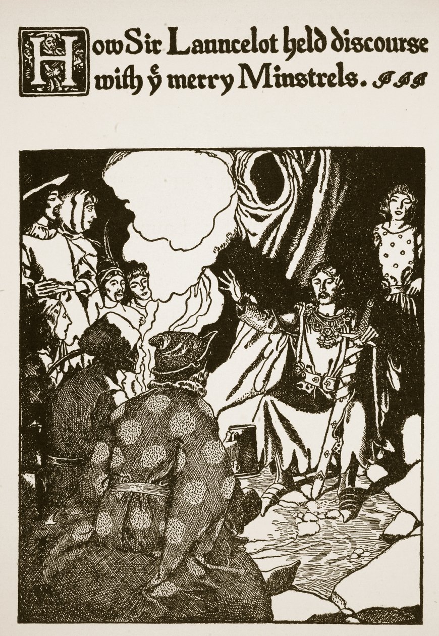 Cómo Sir Launcelot conversó con los Alegres Juglares, ilustración de 