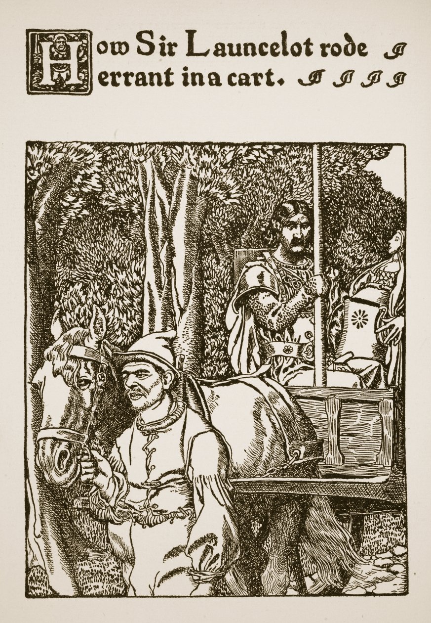 Cómo Sir Launcelot cabalgó errante en un carro, ilustración de 