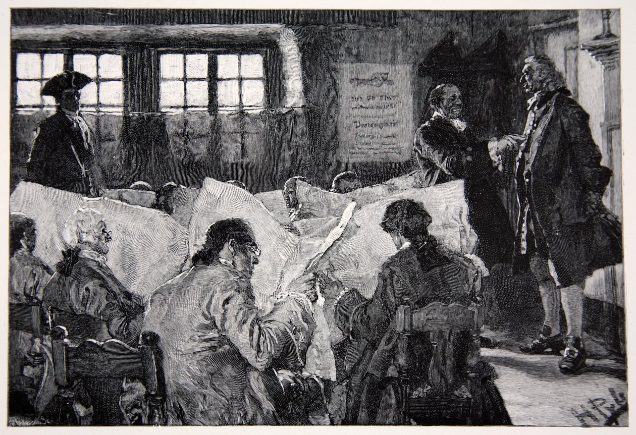 En la sala de lectura de una cafetería de Nueva York de Howard Pyle