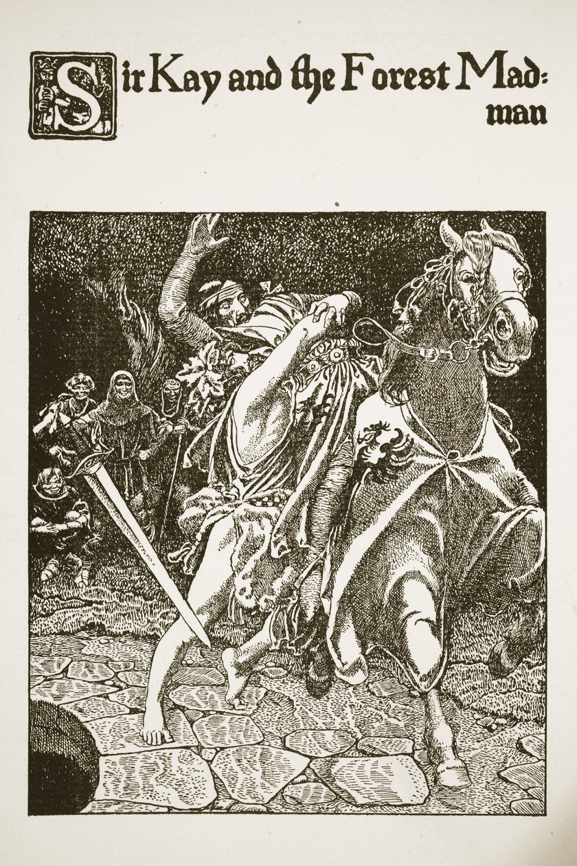 Sir Kay y el loco del bosque, ilustración de 