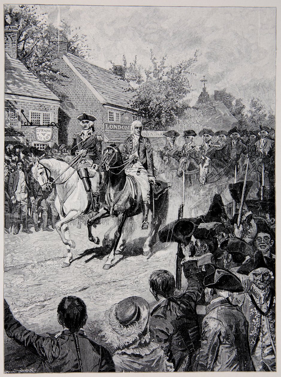 La Procesión Civil encabezada por el General Washington y el Gobernador Clinton de Howard Pyle
