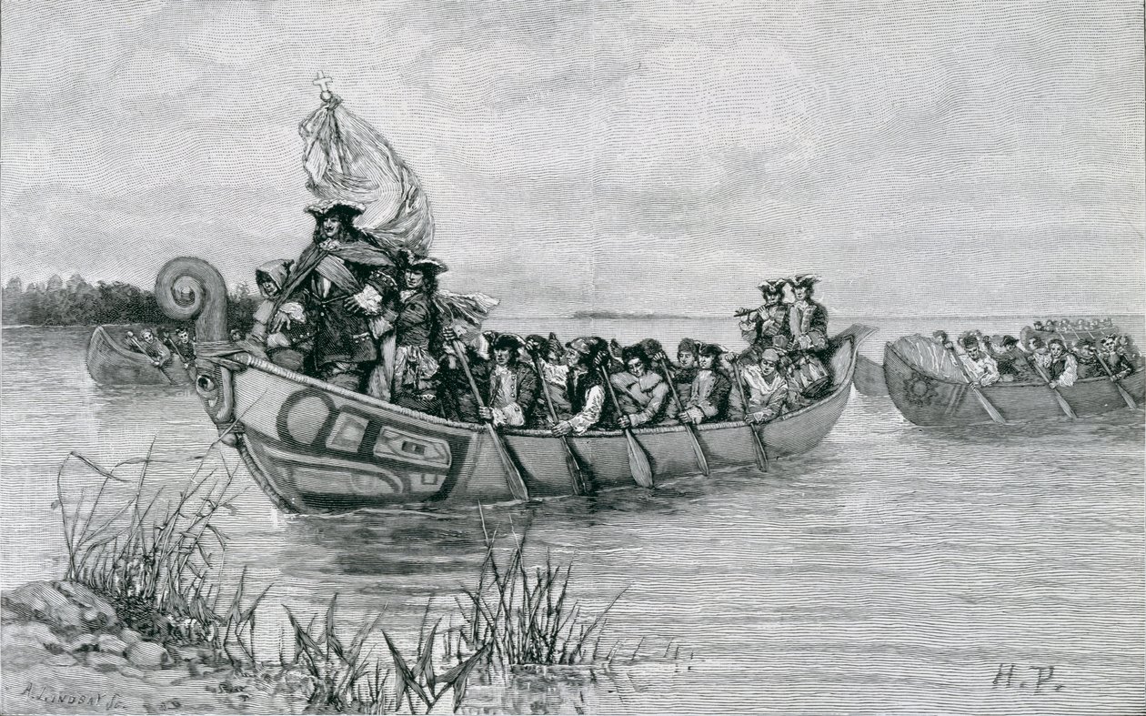 El Desembarco de Cadillac, ilustración de 