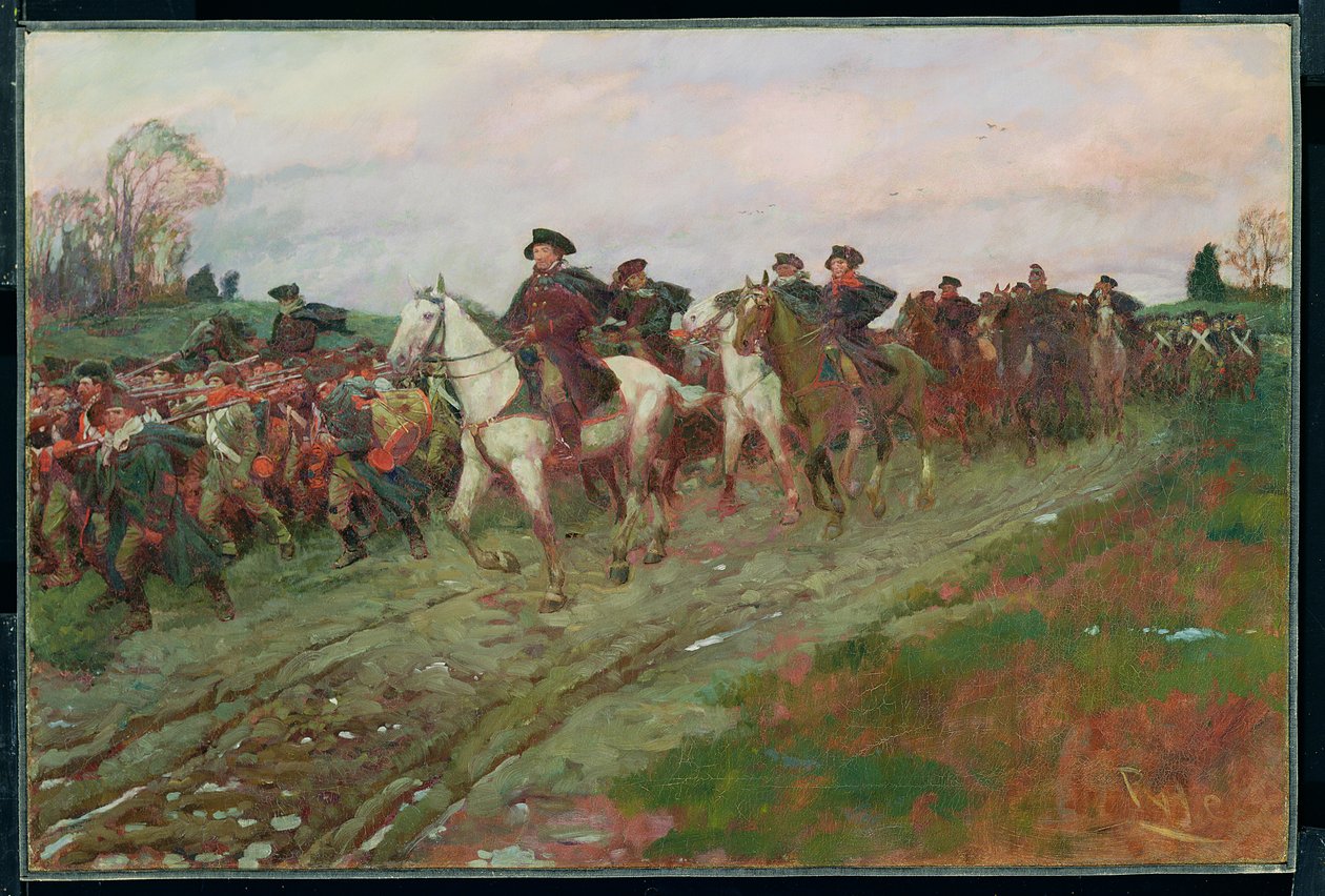La retirada a través de los Jerseys, de "The Story of the Revolution" de Henry Cabot Lodge (1850-1924), publicado en Scribner