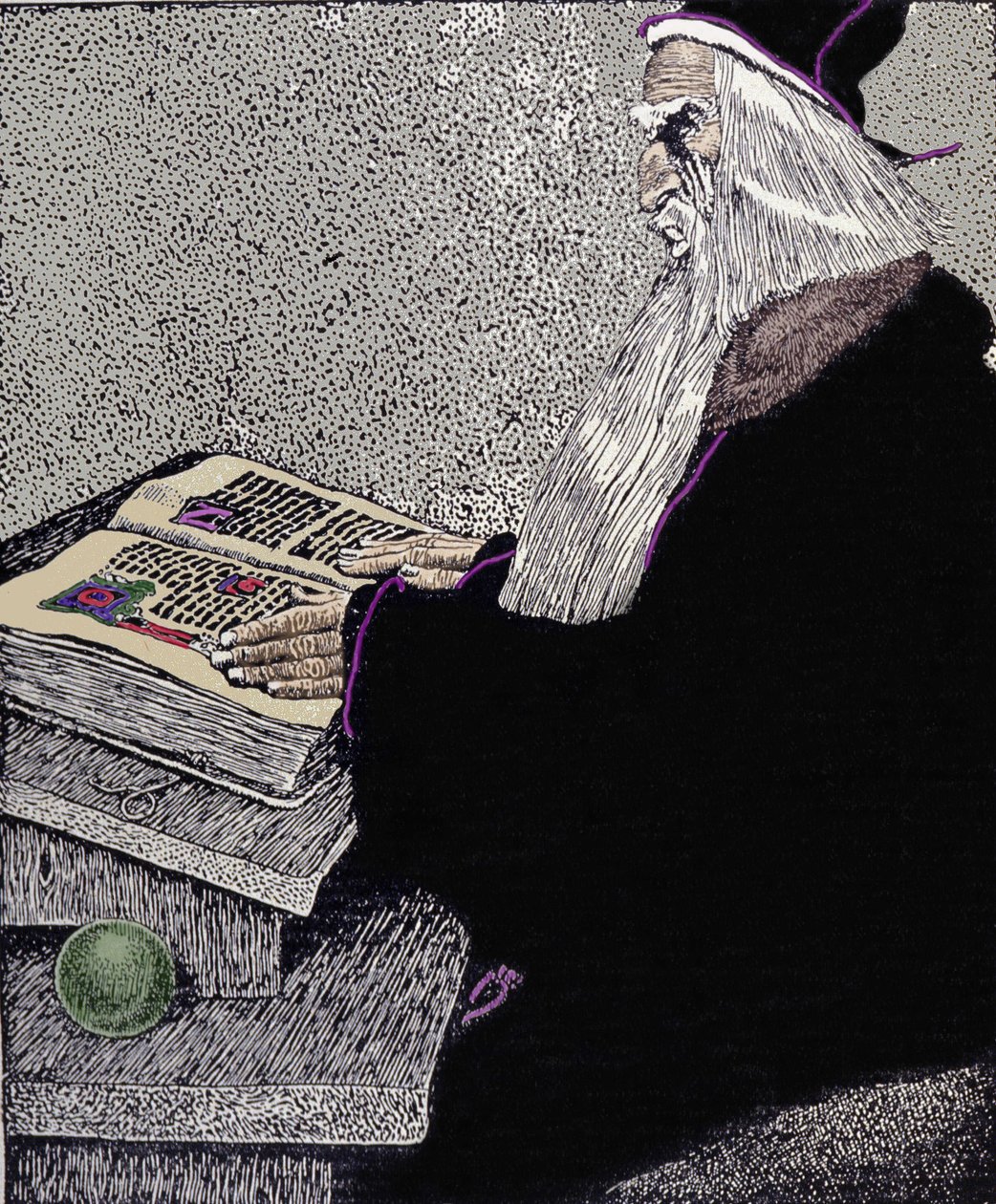El mago Merlín. Ilustración de Howard Pyle (1853 - 1911), dibujante estadounidense, para “La historia del rey Arturo y sus caballeros” de Howard Pyle