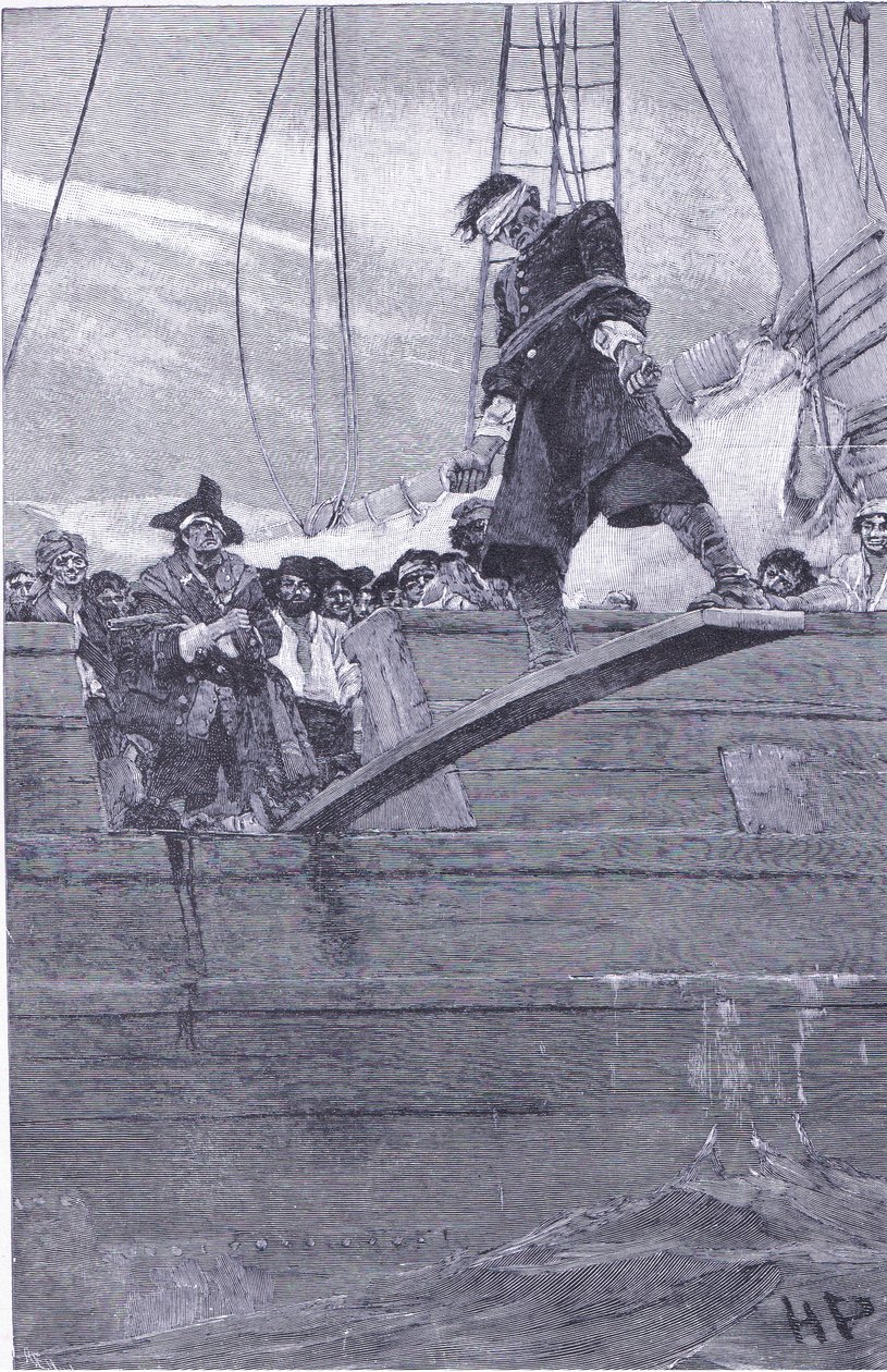 Caminando por la tabla, de El Libro de Piratas de Howard Pyle publicado por Harper & Bros, 1921 de Howard Pyle