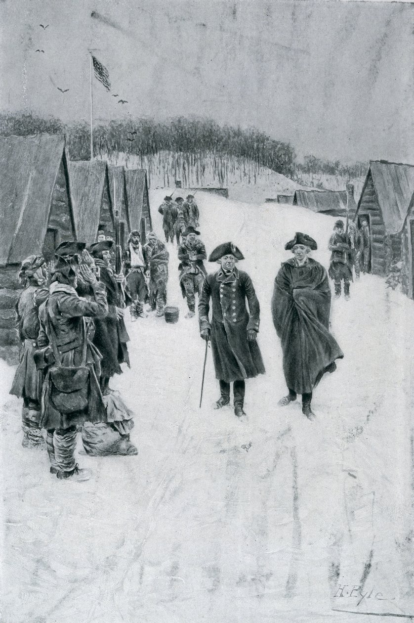 Washington y Steuben en Valley Forge, ilustración de 