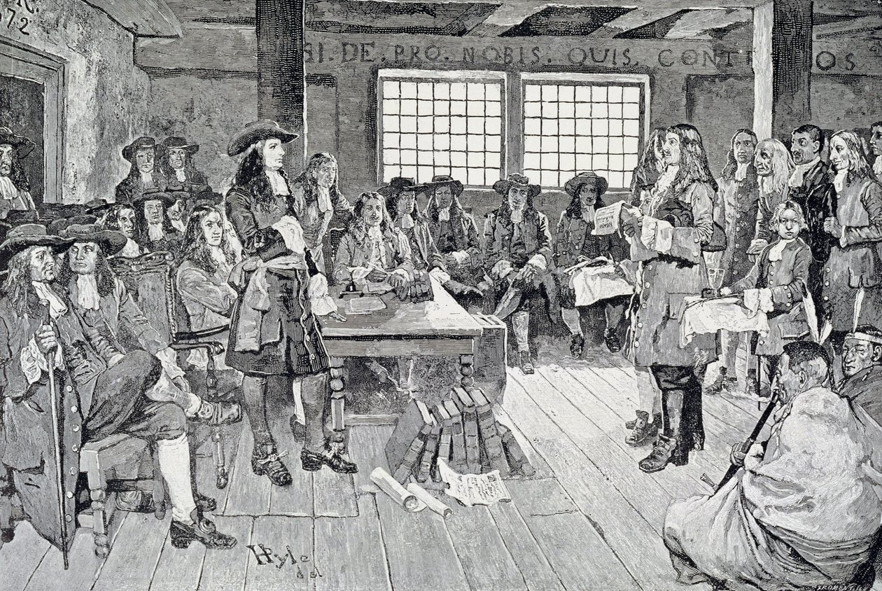 William Penn en conferencia con los colonos, ilustración de 