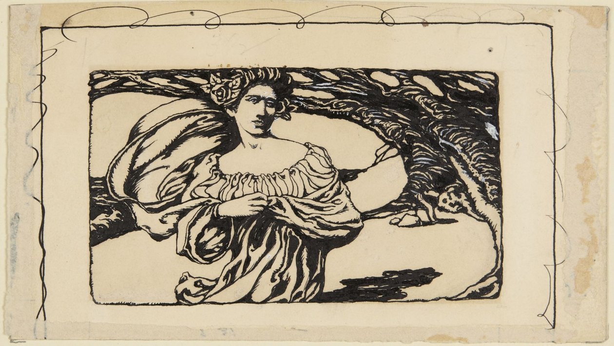 Mujer y árbol, ilustración para Horacio de Howard Pyle
