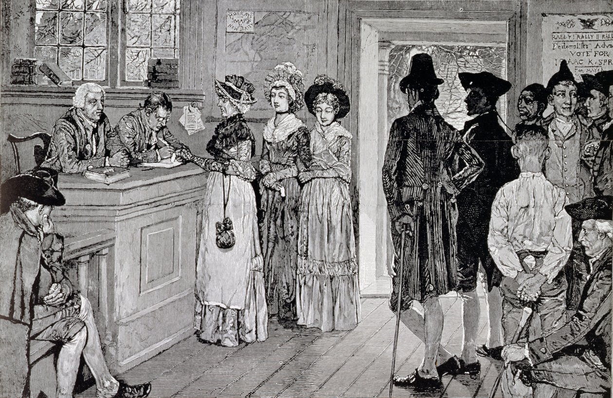 Mujeres en las Urnas en Nueva Jersey, ilustración de 