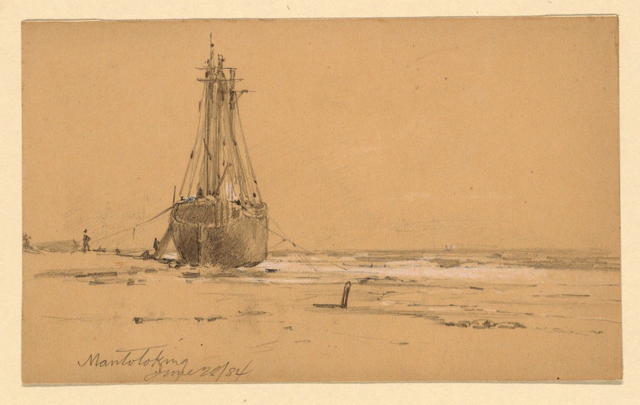 Dibujo, A la orilla del mar en Mantoloking, 1884 de Howard Russell Butler