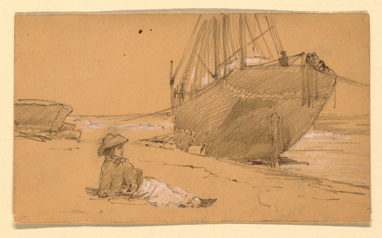 Dibujo, En la orilla, 1884 de Howard Russell Butler