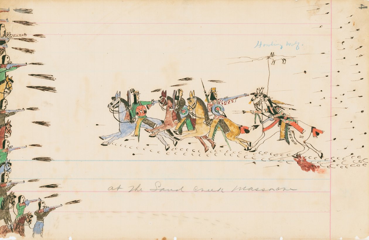 En la masacre de Sand Creek, 1874-75 de Howling Wolf