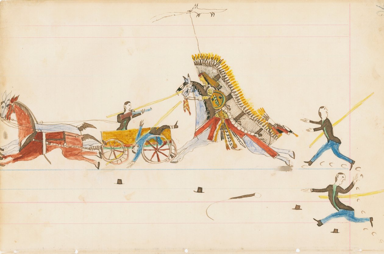 Lobo Aullador Luchando contra Soldados, 1874-75 de Howling Wolf