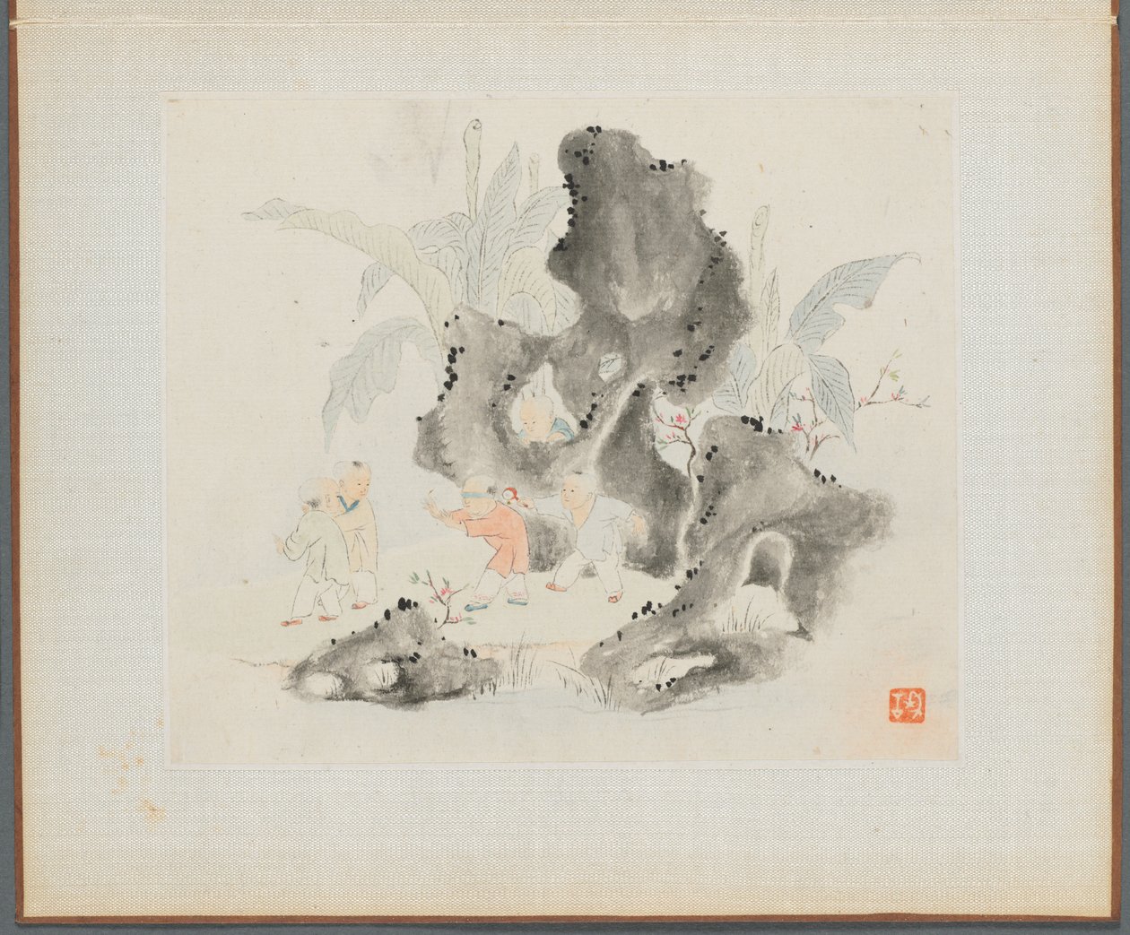 Album of Landscape Paintings Illustrating Old Poems: Children Play in a Rocky Grove de Hua Yan