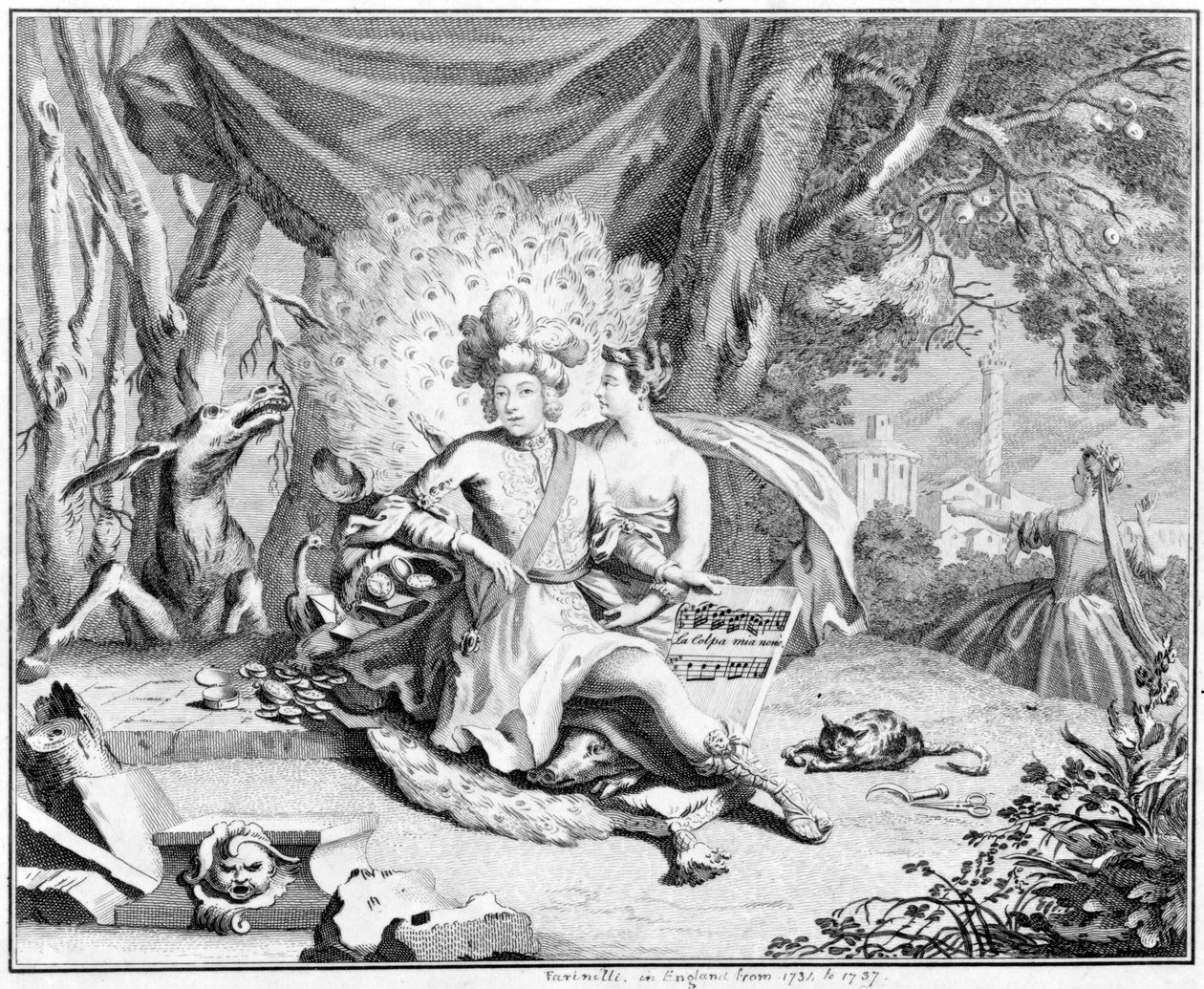 Sátira sobre un cantante castrato, 1730-40 de Hubert Francois Gravelot