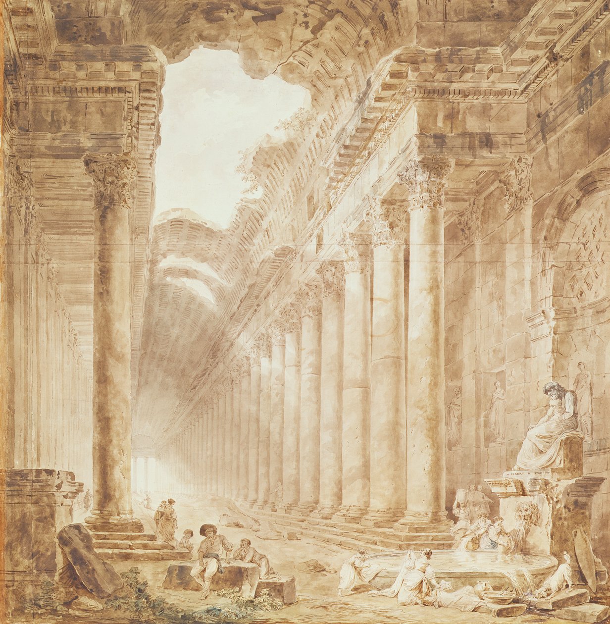 Una columnata en ruinas, 1780 de Hubert Robert