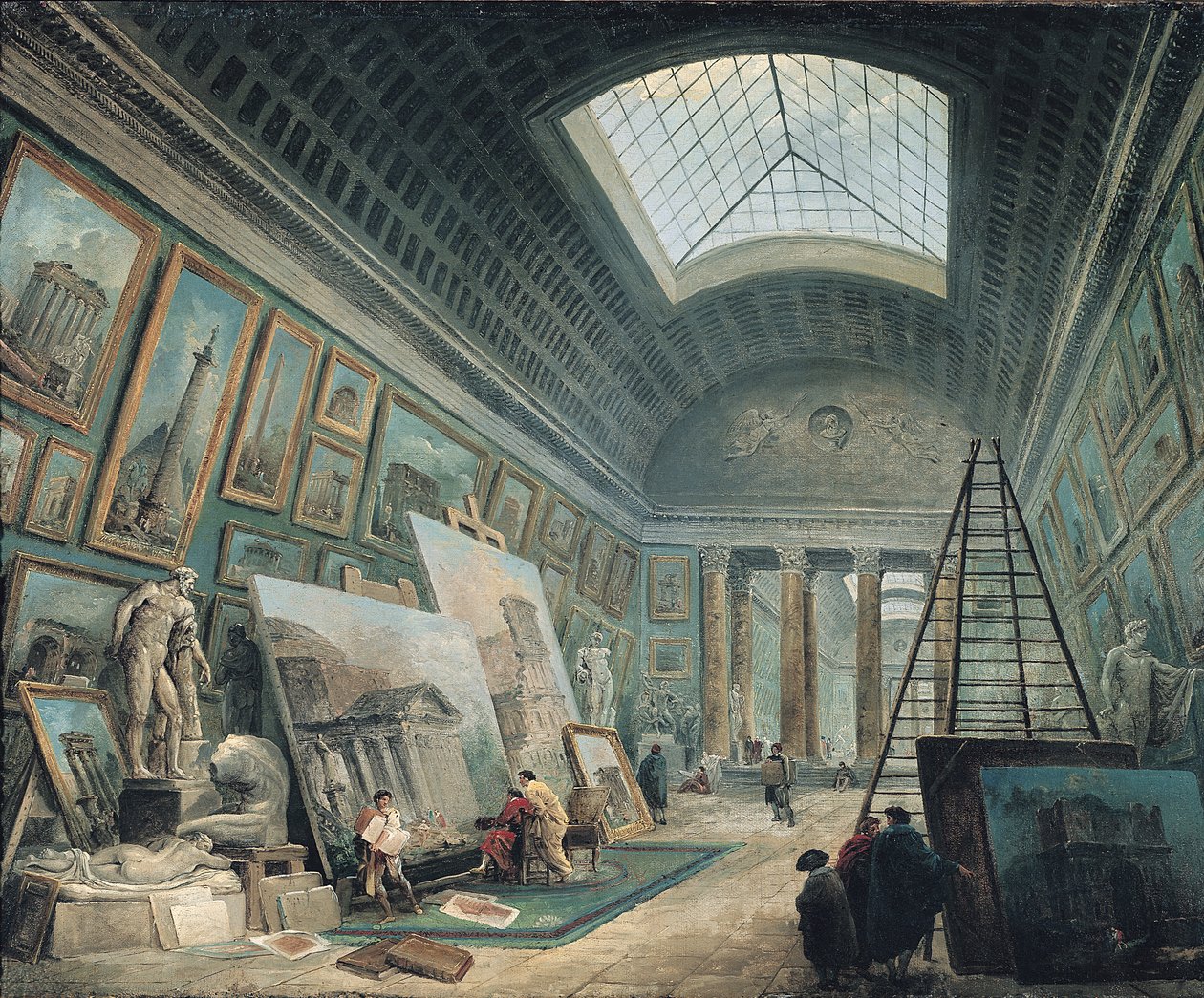 Una Galería de Museo con Arte Romano Antiguo, antes de 1800 de Hubert Robert