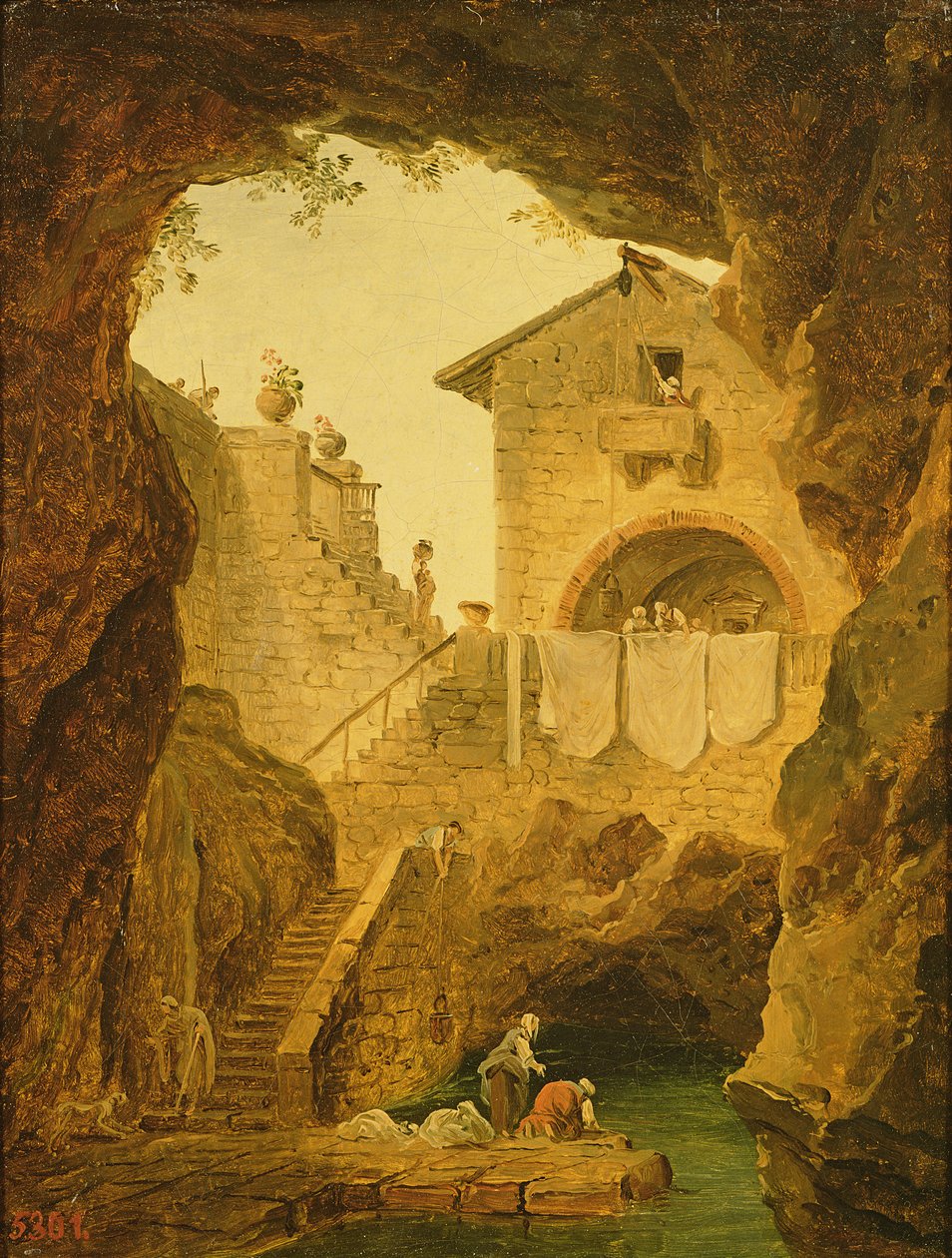 La fuente bajo la gruta de Hubert Robert