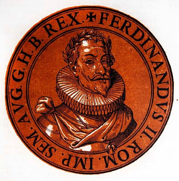 Retrato en Medallón de Fernando II, Emperador del Sacro Imperio Romano de Hubert (after) Goltzius
