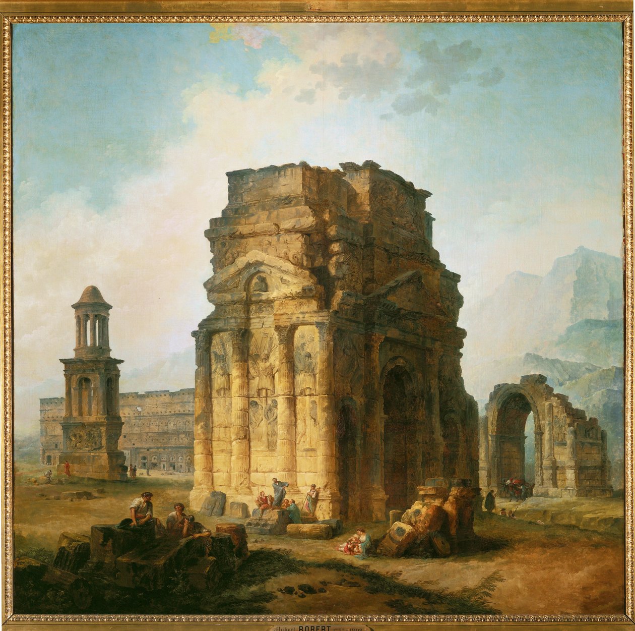 El Arco del Triunfo y el teatro Orange ... de Hubert (circle of) Robert