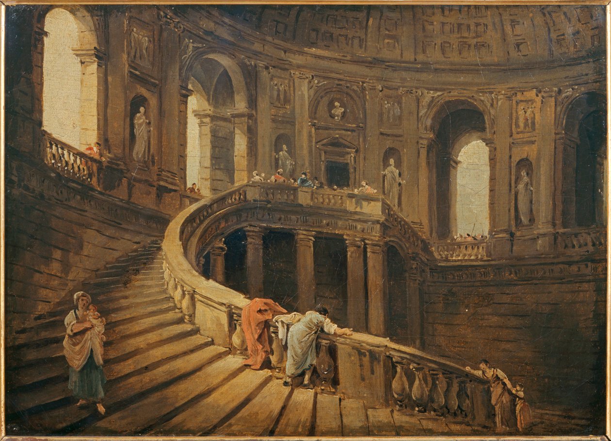 La escalera de caracol del palacio Farnesio de Caprarola - La escalera de caracol del palacio Farnesio de Caprarola ... de Hubert (circle of) Robert