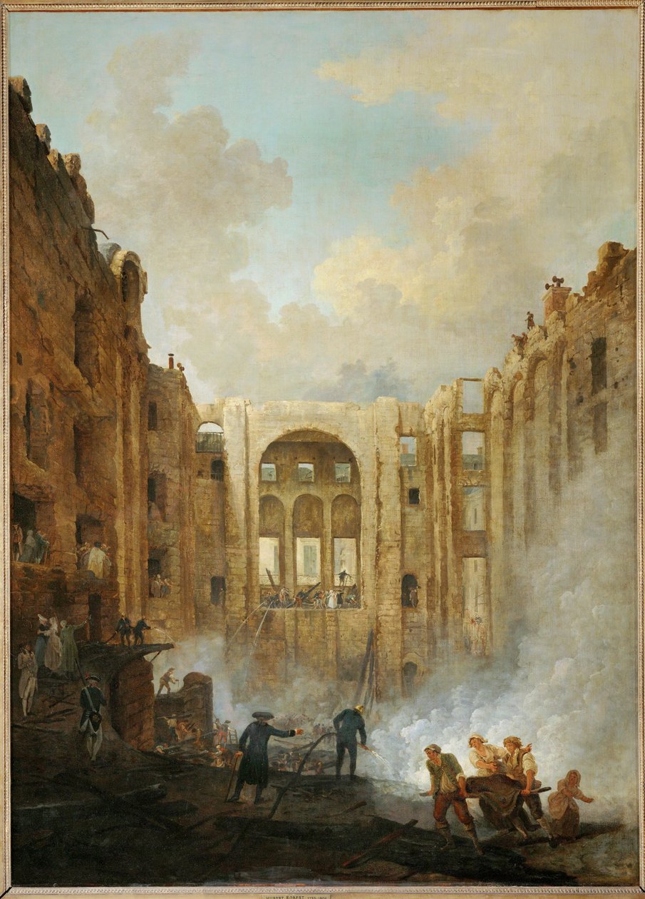 El incendio del Palais Royal en ... de Hubert (circle of) Robert