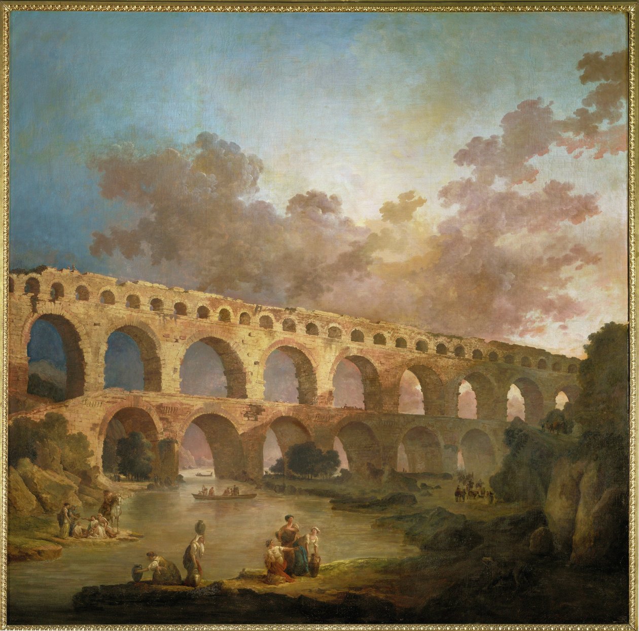 Le Pont du Gard. El acueducto romano que cruza el río Gard... de Hubert (circle of) Robert