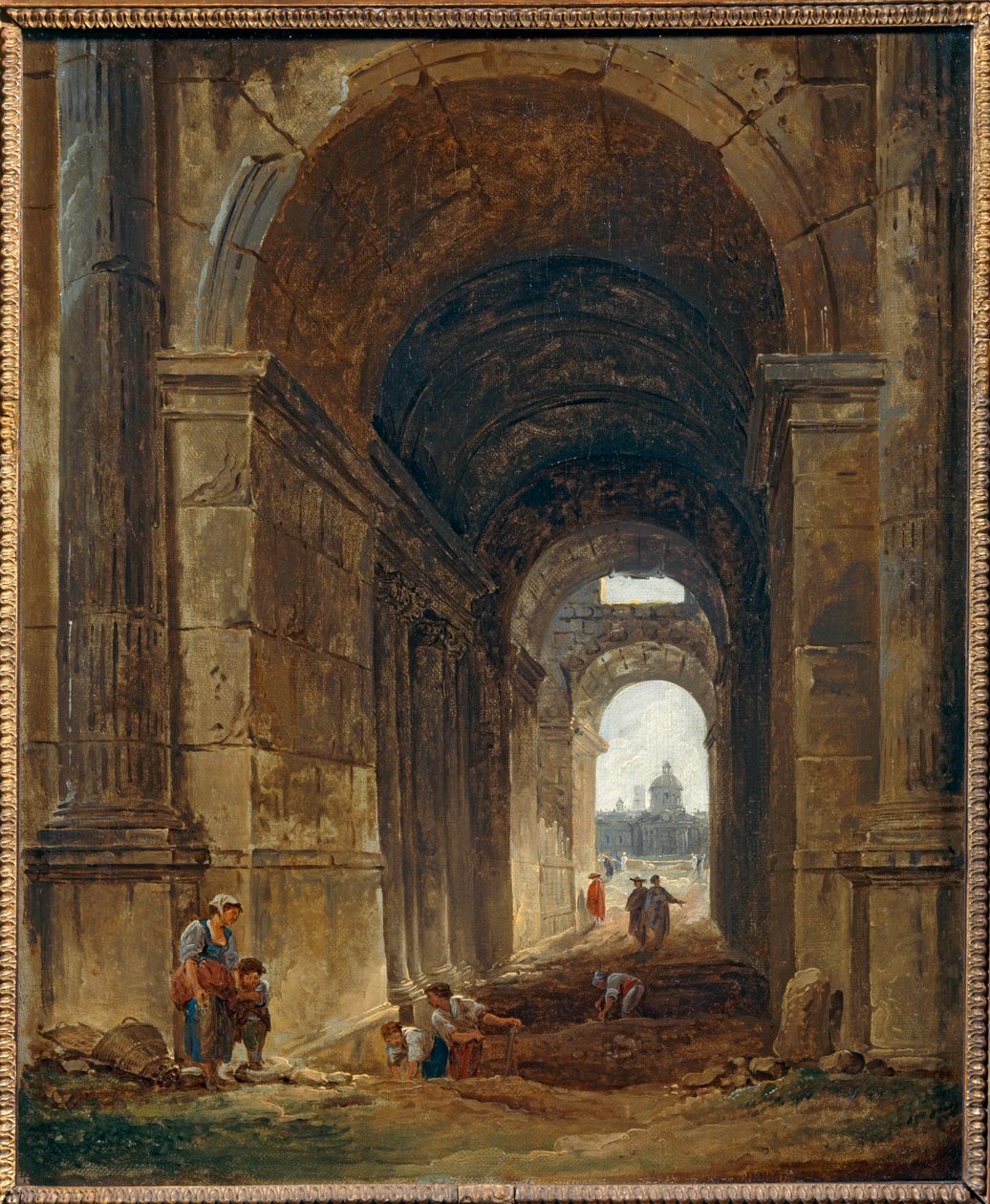 Vista de la ventana de las Artes, alrededor de ... de Hubert (circle of) Robert