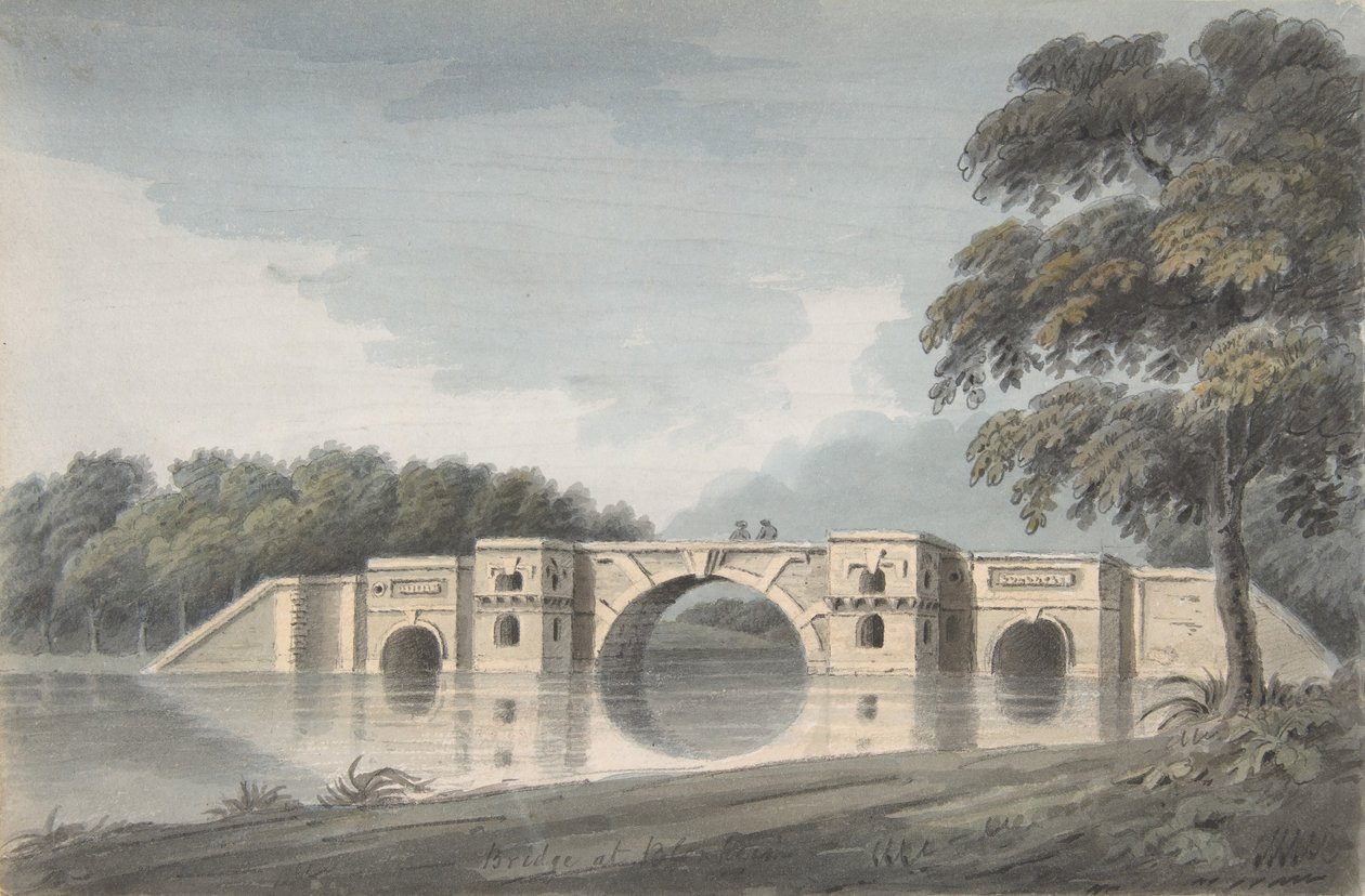 Puente en el Palacio de Blenheim (recto), Catedral de York (verso) de Hubert Cornish