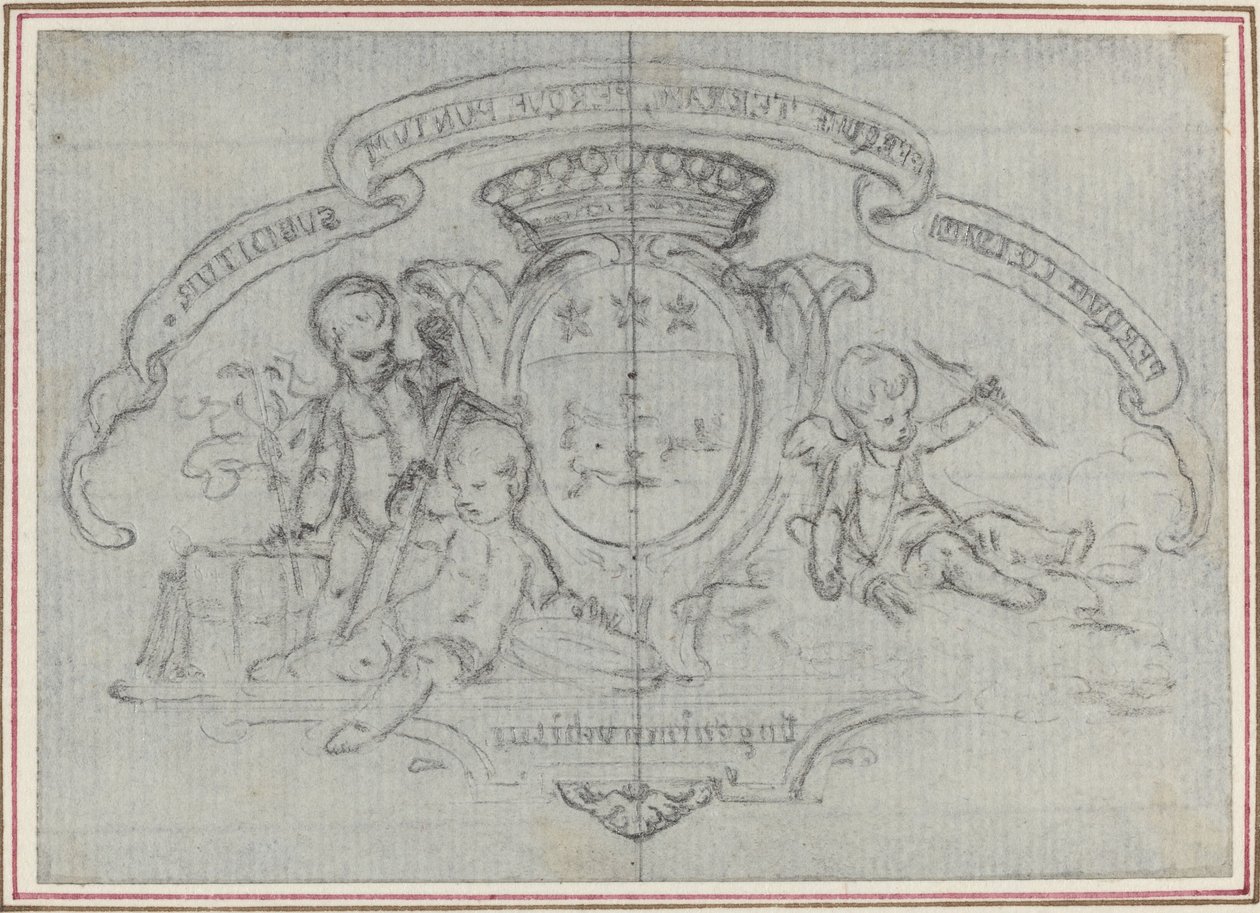 Escudo de armas con tres putti de Hubert Francois Gravelot