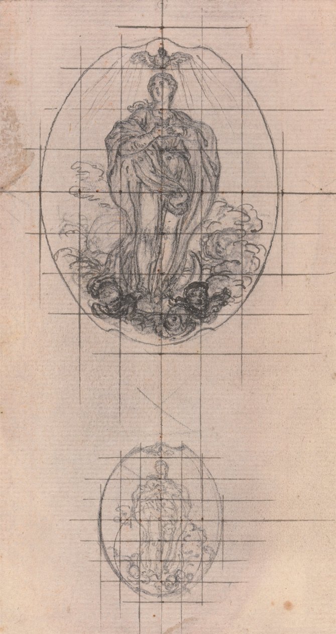 Diseño para una medalla: Figura de la Virgen de Hubert Francois Gravelot