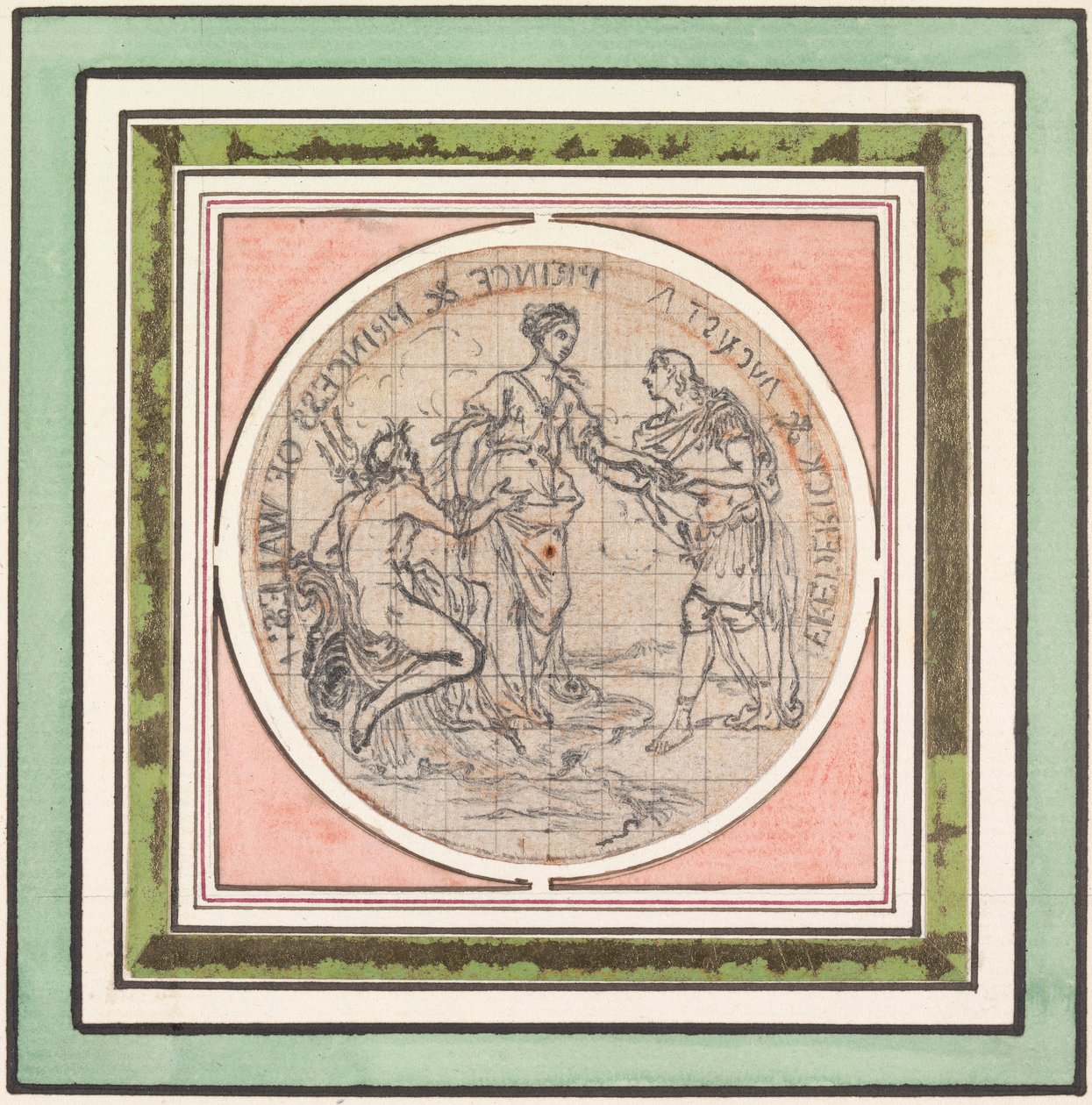 Diseño para una medalla: Federico y Augusta, Príncipes de Gales de Hubert Francois Gravelot