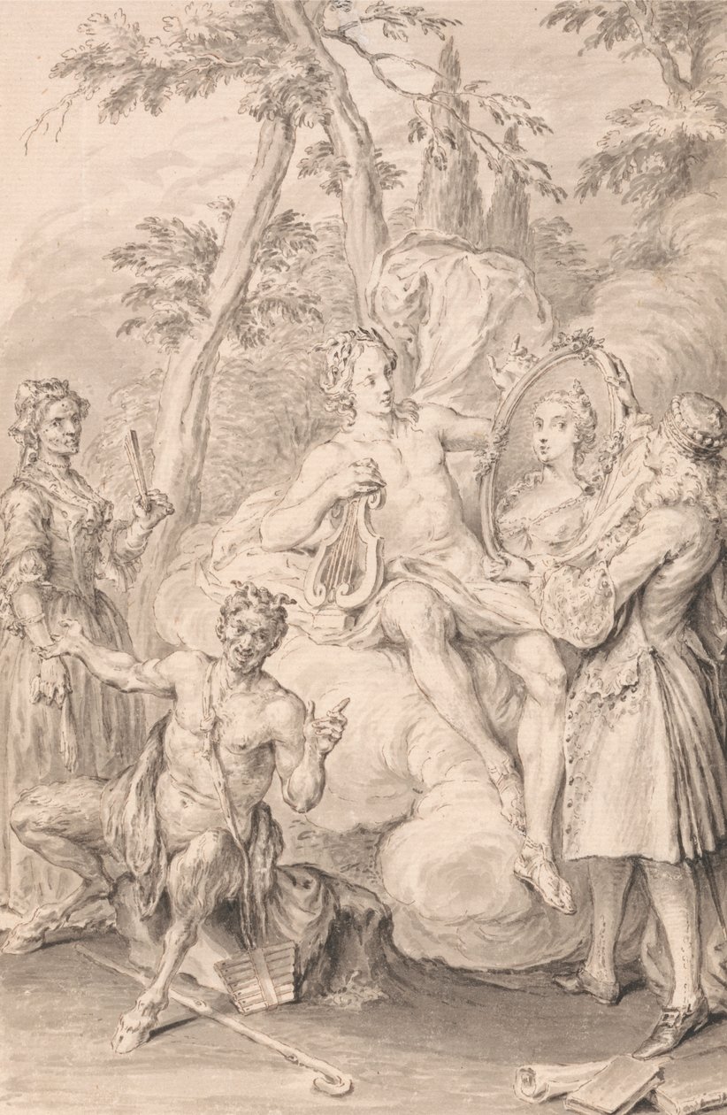 Dibujo para un frontispicio: "El brindis" de Hubert Francois Gravelot