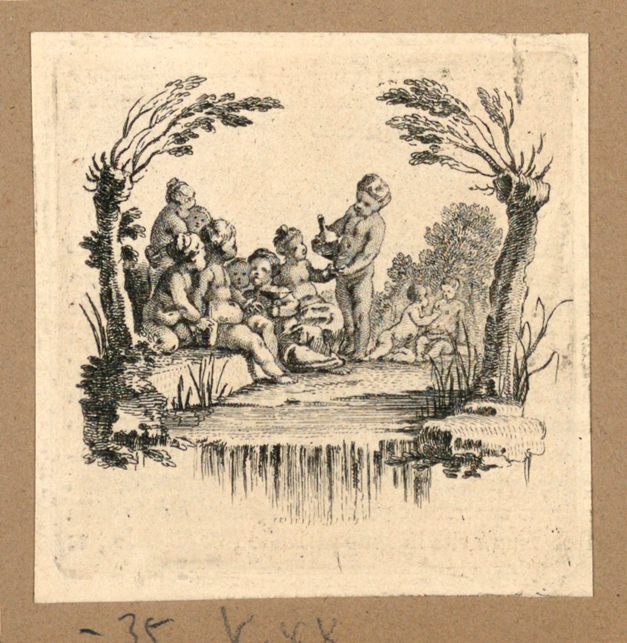 Imprimir, Un grupo de niños bebiendo de Hubert Francois Gravelot