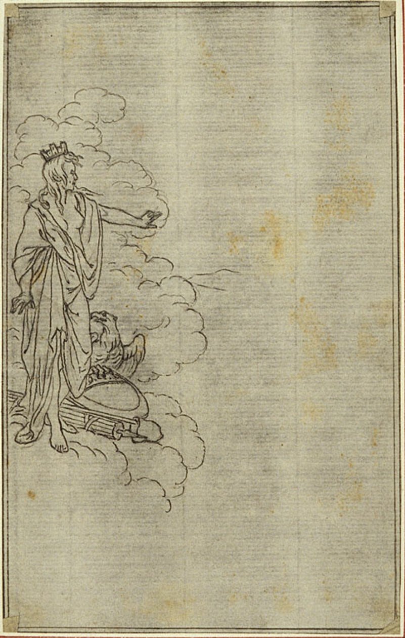 Estudio para "La Pharsale" de Lucain, Canto I, Figura femenina de pie con corona de Hubert Francois Gravelot