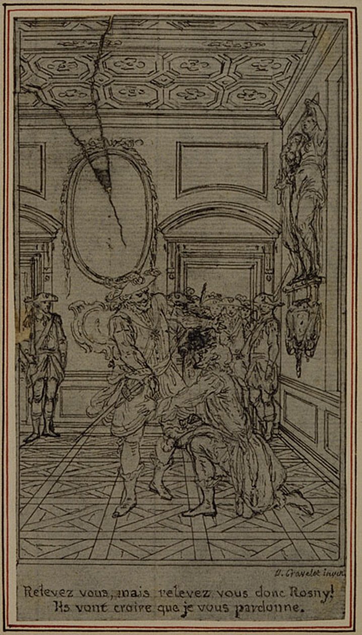 Estudio para viñeta-frontispicio de "La Partie de Chasse de Henri IV" de Colle, acto I de Hubert Francois Gravelot