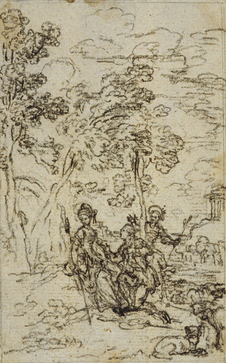 Estudio para viñeta en "Les Amours de Mirtil" de Fontenelle (atr.), Canto III de Hubert Francois Gravelot