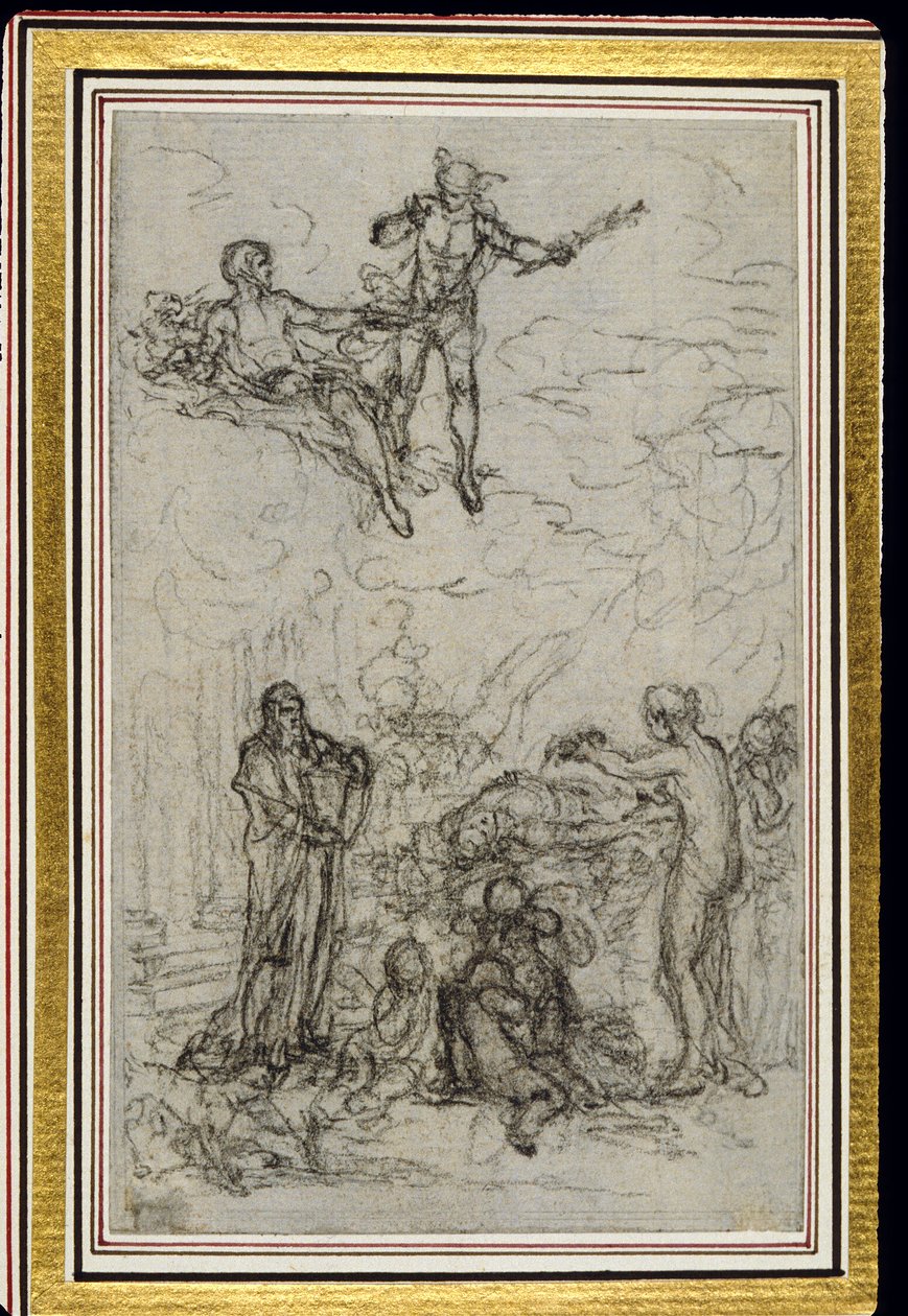 Estudio para viñeta en "Les Amours de Mirtil" de Fontenelle (atr.), Canto VI de Hubert Francois Gravelot