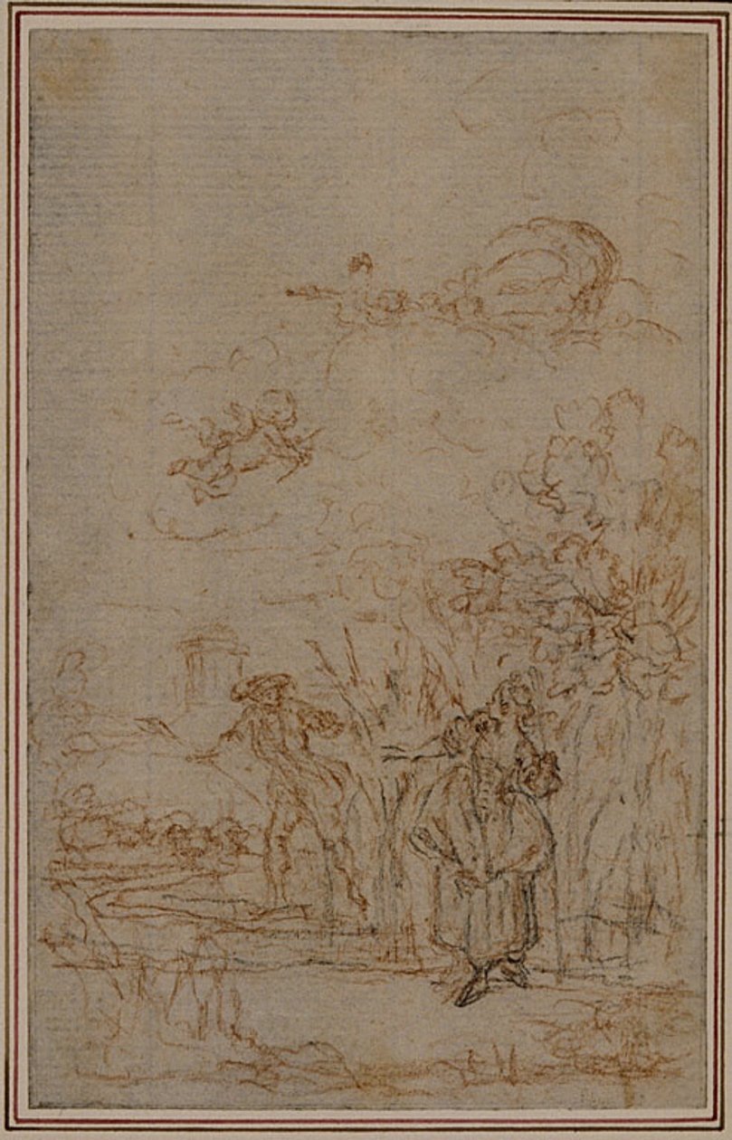 Estudio para viñeta en "Les Amours de Mirtil", Canto V, de Fontenelle (atr.) de Hubert Francois Gravelot