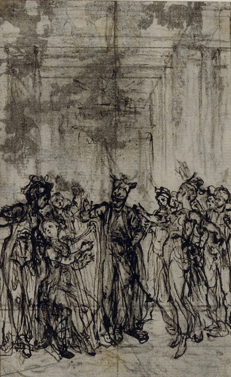 Estudio para viñeta de los "Contes Moraux" de Jean François Marmontel de Hubert Francois Gravelot