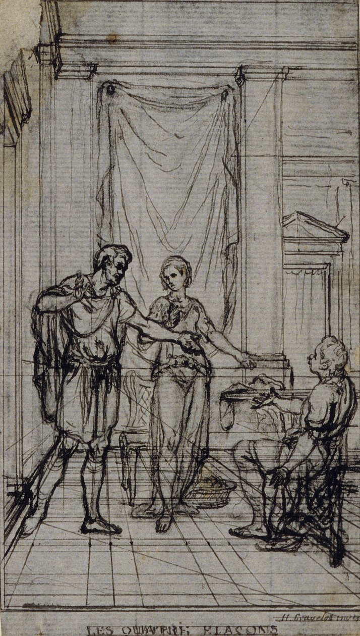 Estudio para viñeta de los "Contes Moraux" de Jean François Marmontel de Hubert Francois Gravelot