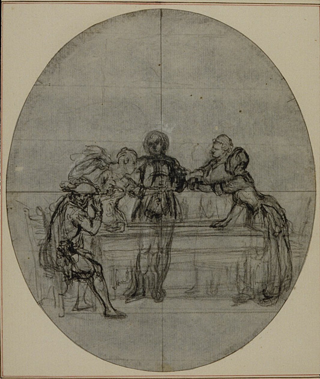 Estudio para una segunda edición, nunca publicada, de "La Partie de Chasse de Henri IV" de Colle, Acto III, Escena 10 de Hubert Francois Gravelot