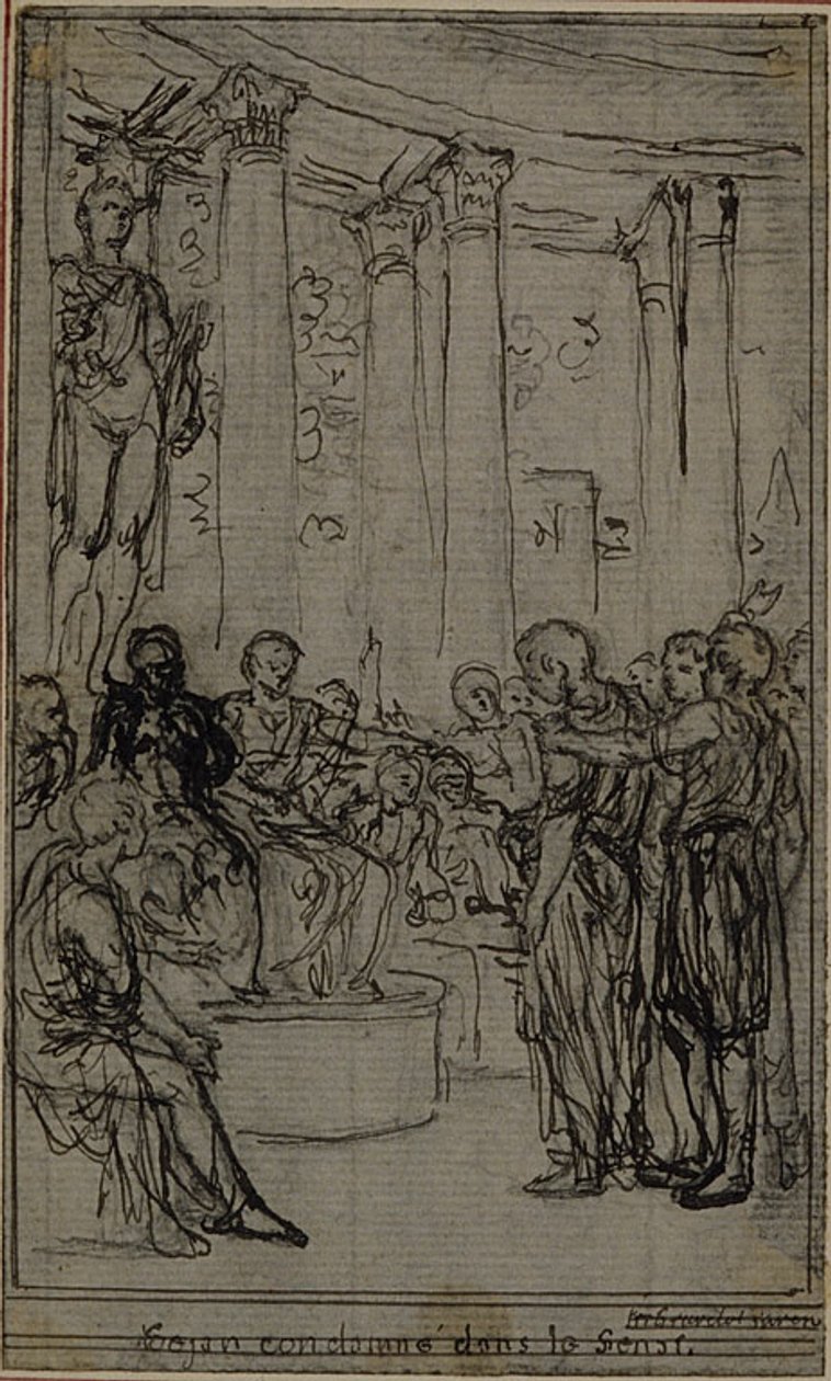 Estudio para una ilustración en Tácito "Tiberio, o Los Seis Primeros Libros de los Anales", Libro V, Vol. 3, 1er Estudio de Hubert Francois Gravelot