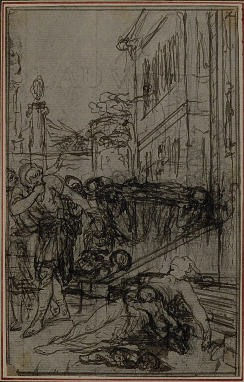 Estudio para la viñeta de "De la Nature des Choses" de Lucrecio, Vol. II, Libro VI de Hubert Francois Gravelot