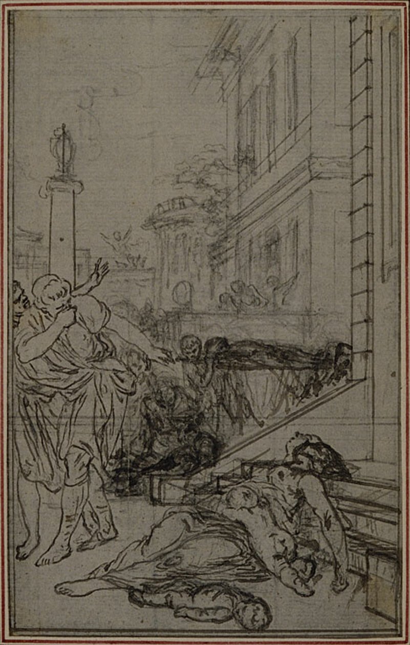 Estudio para la viñeta de "De la Nature des Choses" de Lucrecio, Vol. II, Libro VI de Hubert Francois Gravelot