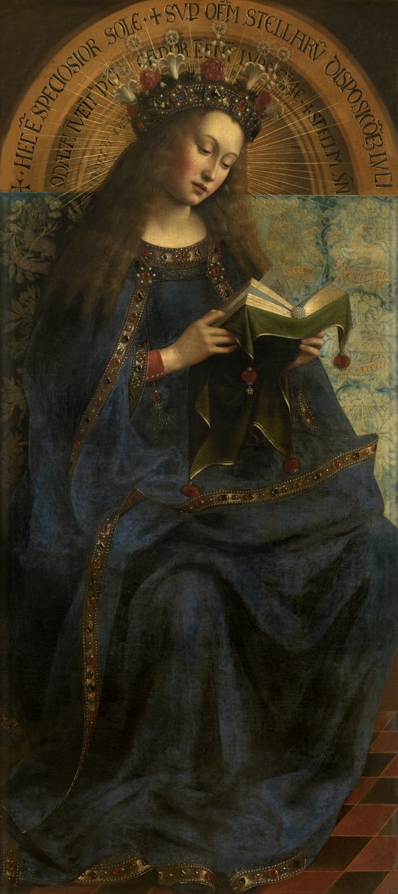 Virgen María, de una copia del Retablo de Gante (abierto, panel central) después de 1432 (óleo sobre tabla) de Hubert & Jan van (1390 1441) (after) Eyck